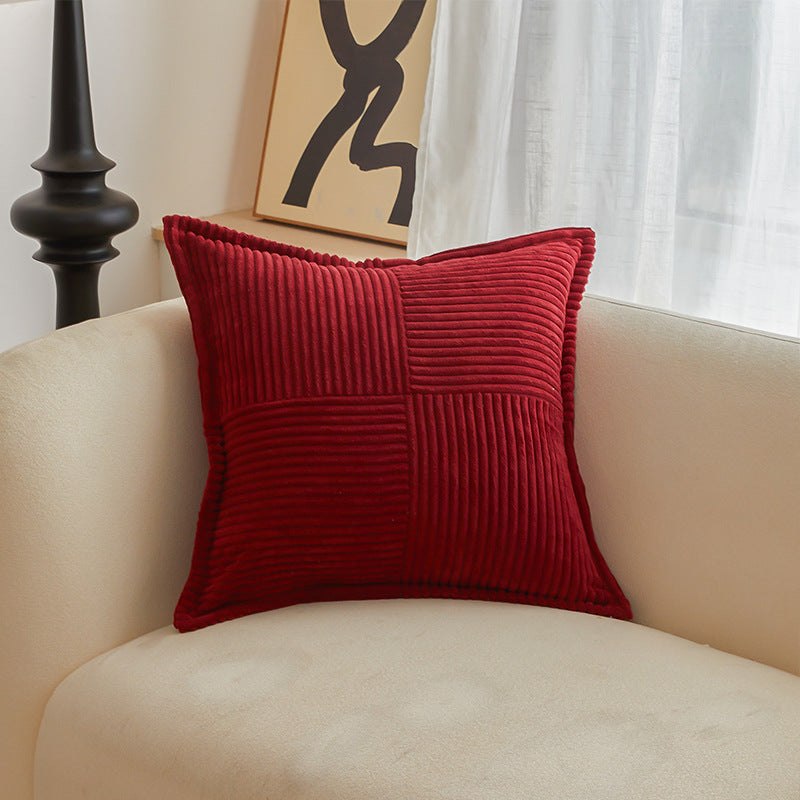 Christmas Cushion Cover Solid Corduroy Stripe Home Decor Pillowcase