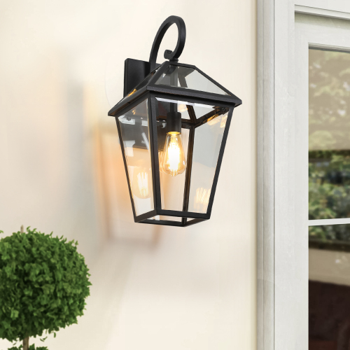 Outdoor Waterproof Wall Light with Support for Various Bulbs - Black, 2 Pack