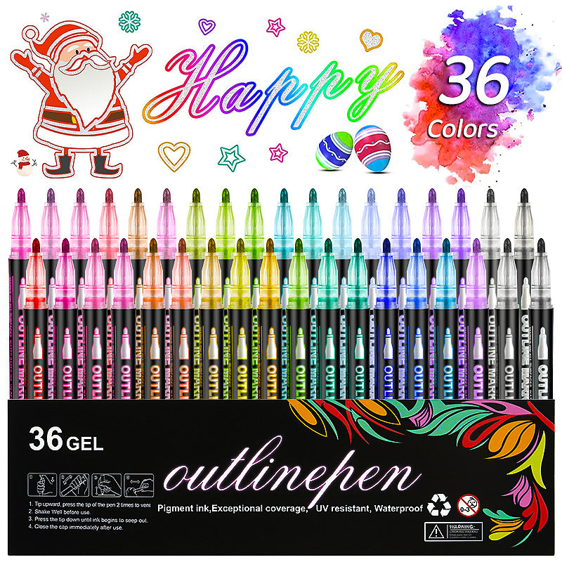 Double Line Outline Marker Set - 24 Color Options Available