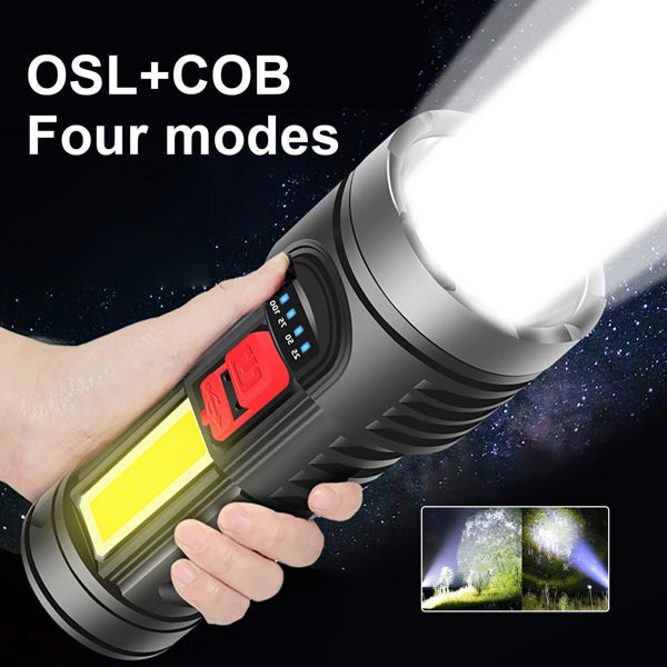 USB Rechargeable LED Flashlight with 4 Modes for Camping Hiking Work Light