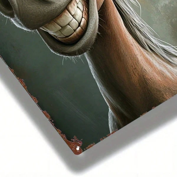 Retro Cartoon Horse Head Metal Sign - Vintage Wall Art 8x12 Inch