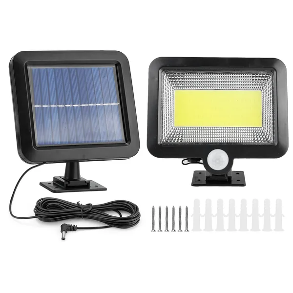 Solar Powered Outdoor Wall Light with Motion & Light Sensors, IP65 Waterproof, Black