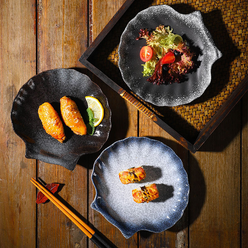 Ceramic Shell Plate for Kitchen & Dining - Irregular Shape, Microwave Safe