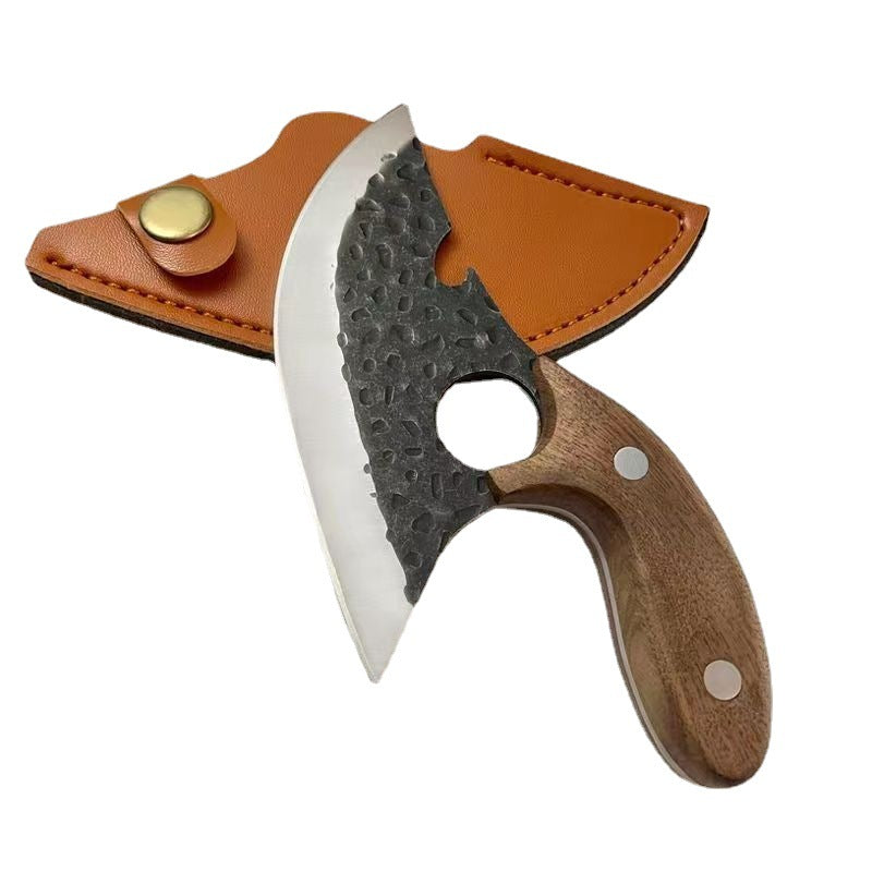 Multi Functional Curved Kitchen Meat Knife - Portable Handle, Forged Steel