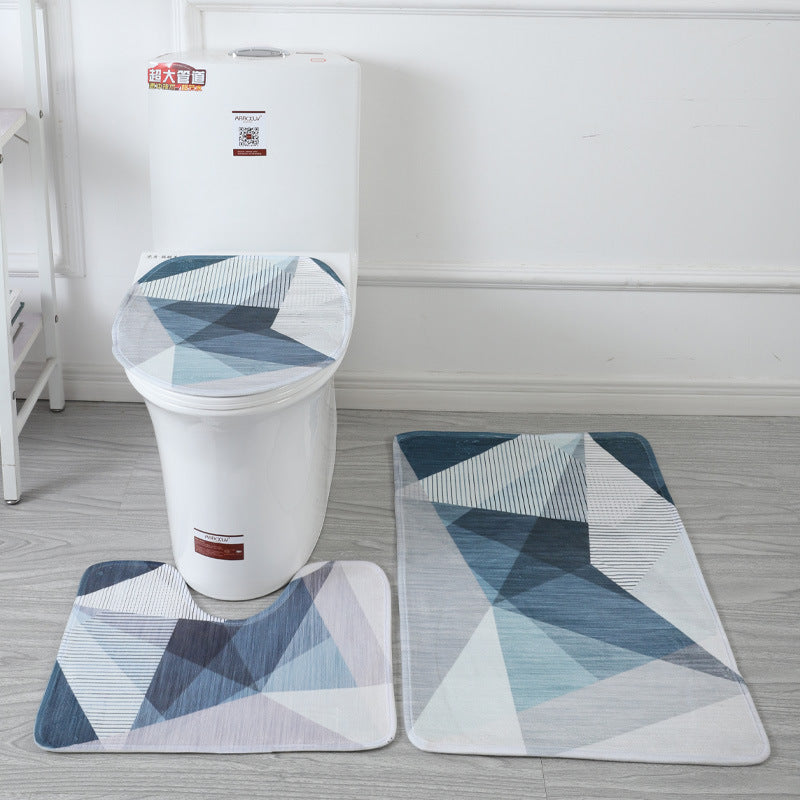 Underwater World 3D Printed Toilet Floor Mat Set - Bathroom Decor & Non-Slip Rug