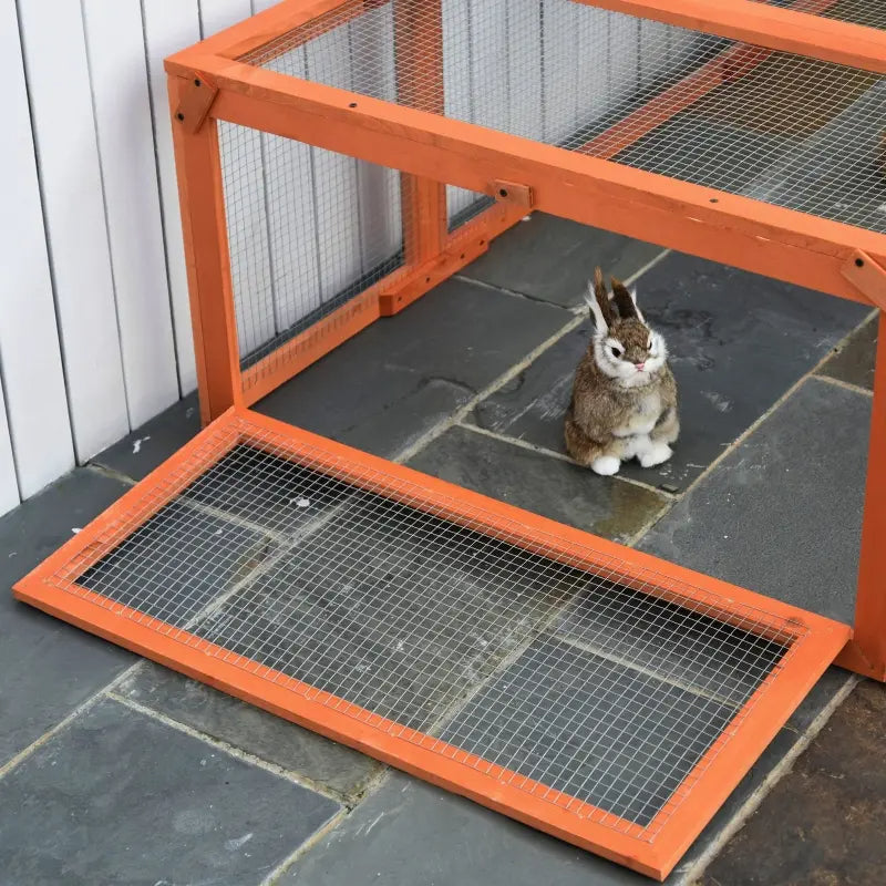 Large Wooden Rabbit Hutch for Small Animals Outdoor Enclosure with Lockable Doors