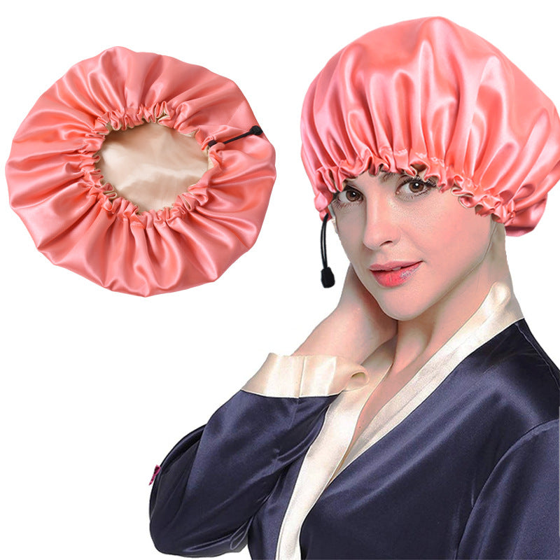 Silk Dual-Use Shower Cap for Adults - Soft Waterproof Chemotherapy & Bath Cap