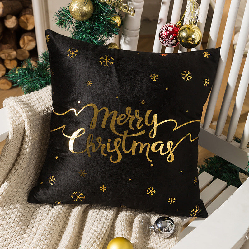 Christmas Pillow Cover Nordic Gilding Letters 45x45cm Holiday Decor