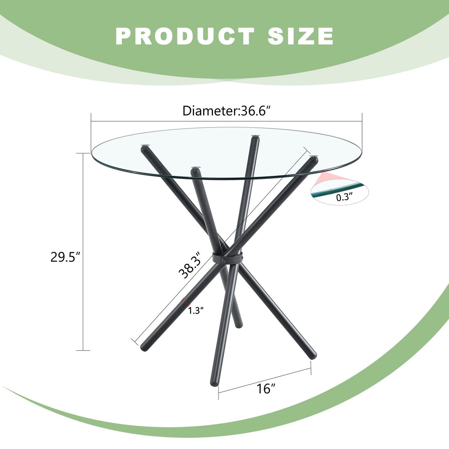 A Circular Transparent Tempered Glass Round Table With Diameter Of