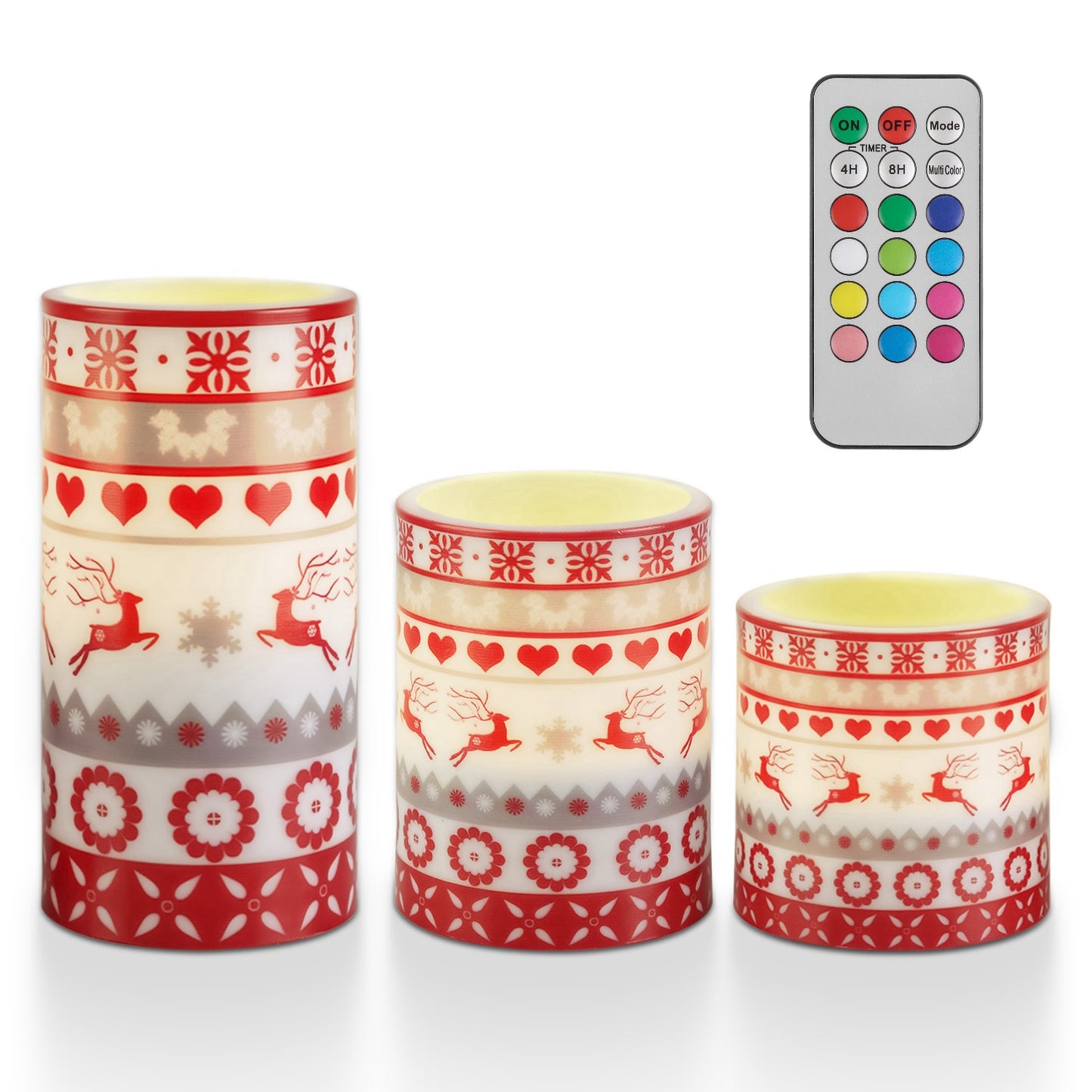 3-Pack Christmas Flameless LED Candles with Remote & Timer