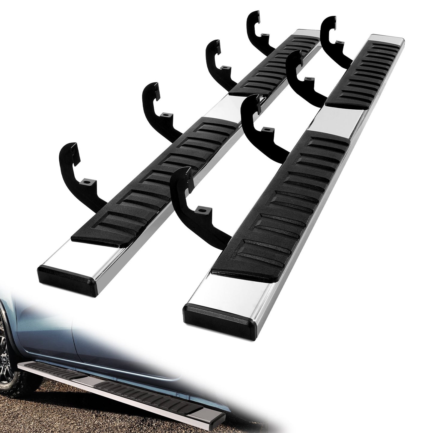 6' Stainless Steel Running Boards Side Steps for Chevy Silverado & GMC Sierra Crew Cab