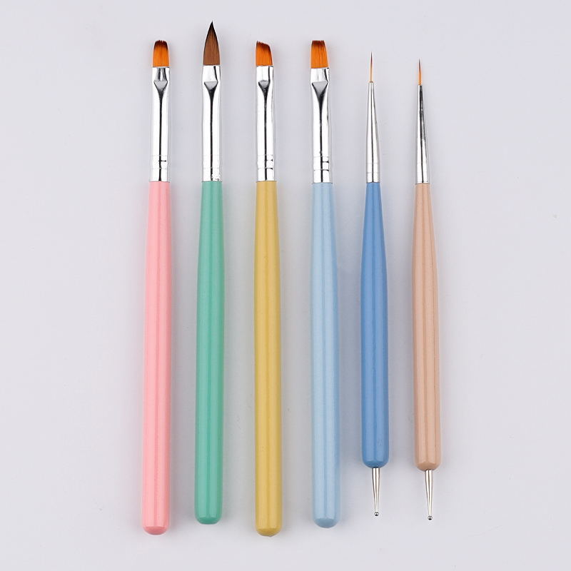 Nail Art Brush Set 6 Pieces - Makaron