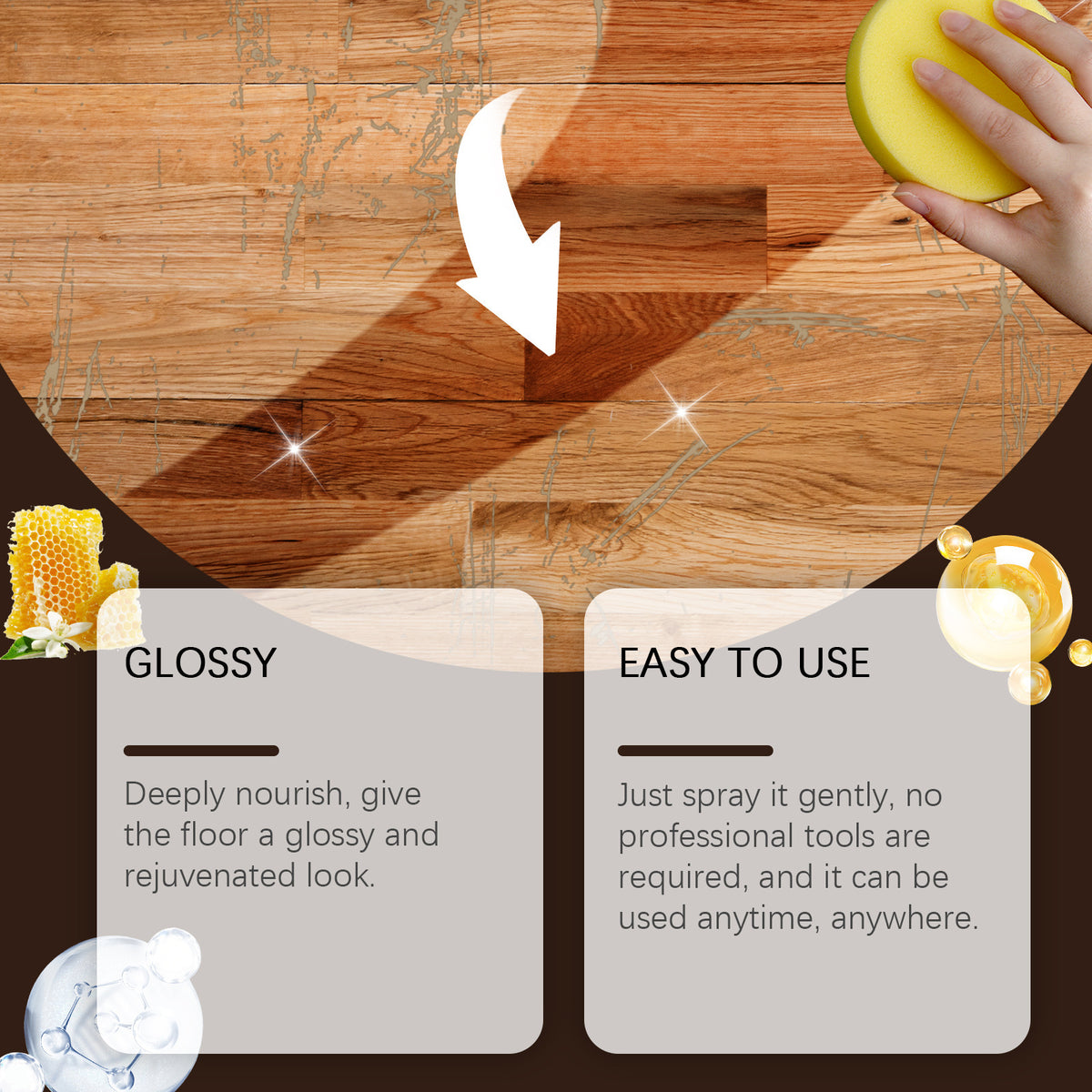 Wood Floor Care Wax - Polishing, Brightening & Maintenance for Hardwood Floors 100g
