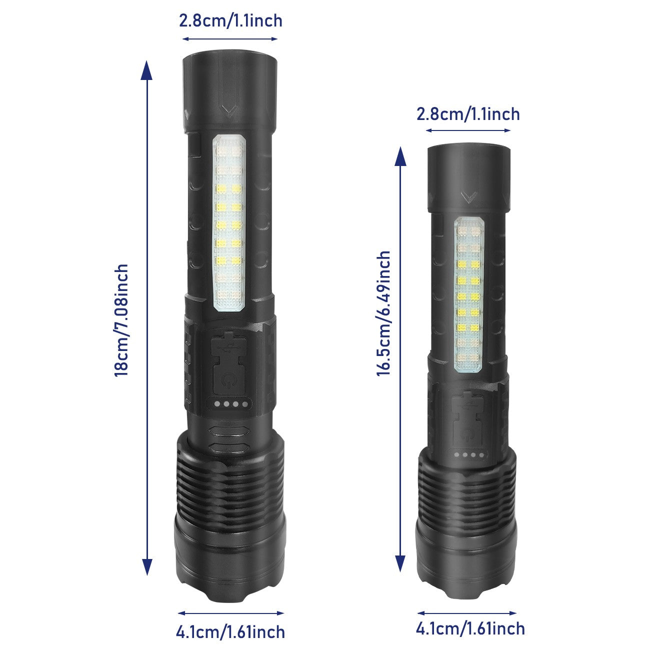 Rechargeable LED Tactical Flashlight with 7 Modes, USB Charging, Waterproof, Black