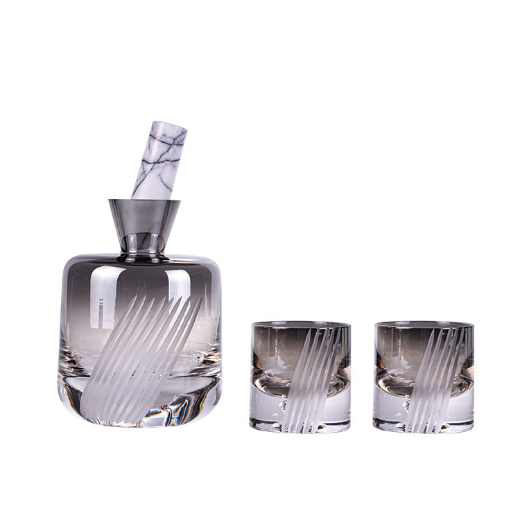 High-End Art Glass Wine Cup and Pot Set - Retro Style Drinkware