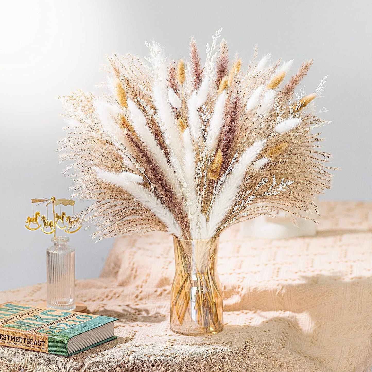 Dried Flower Bouquet Natural Decorative Props 93 Stems for Home & Garden