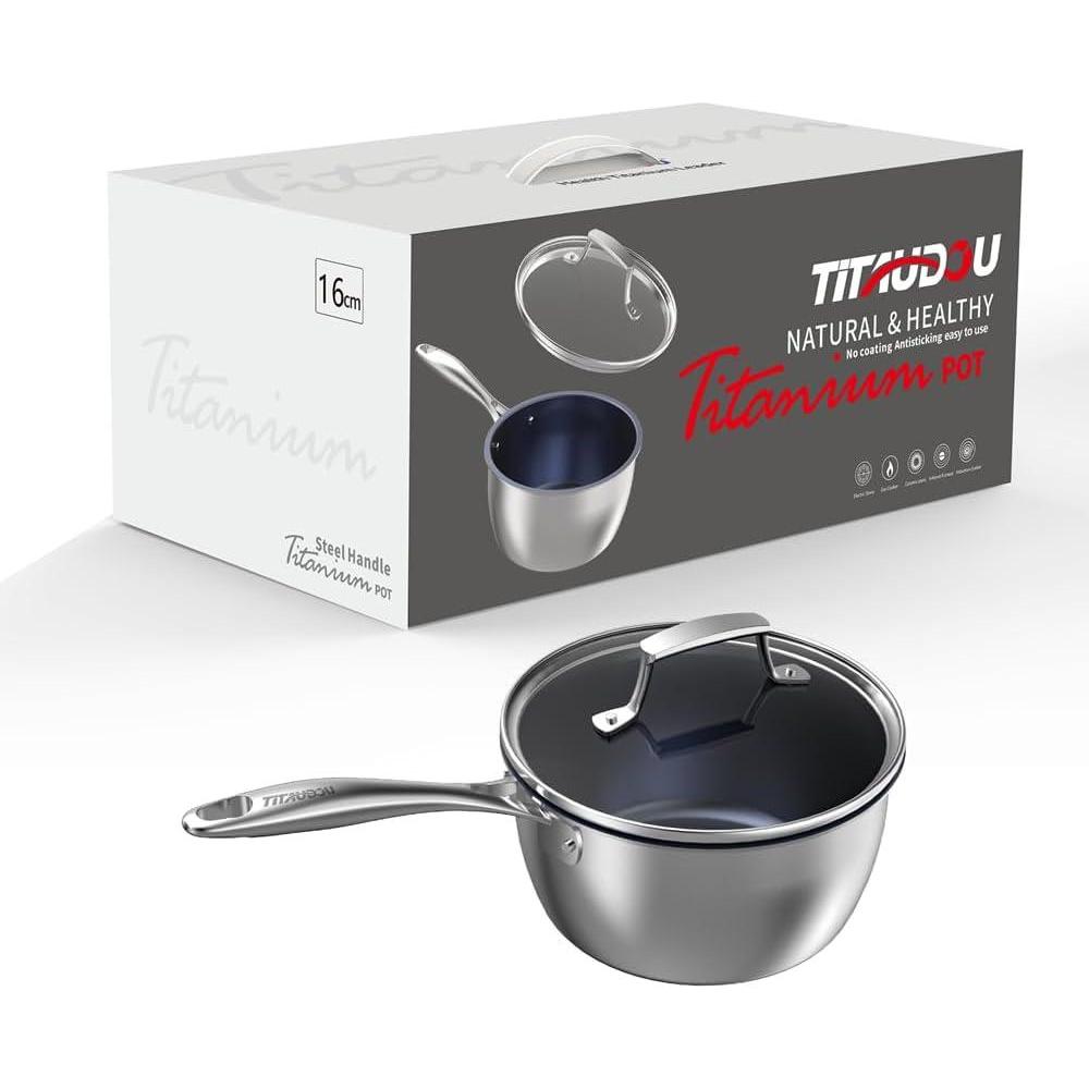 2.2 Quart Titanium Stainless Steel Non-Stick Frying Pan with Lid