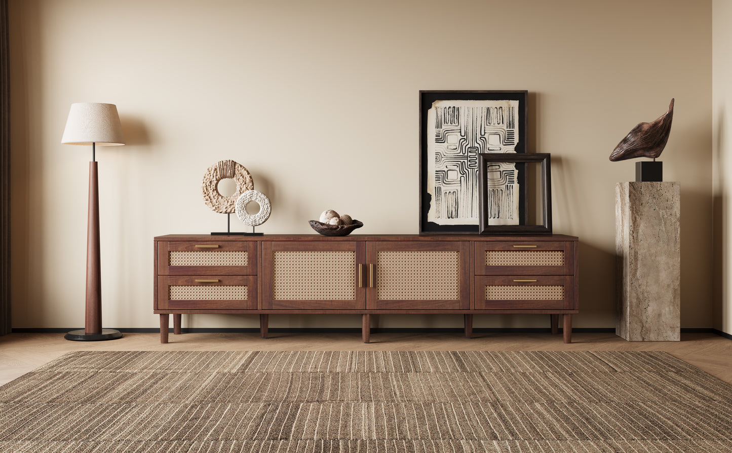 78 Inch TV Stand for 85 Inch TVs - Modern Media Console with 4 Drawers