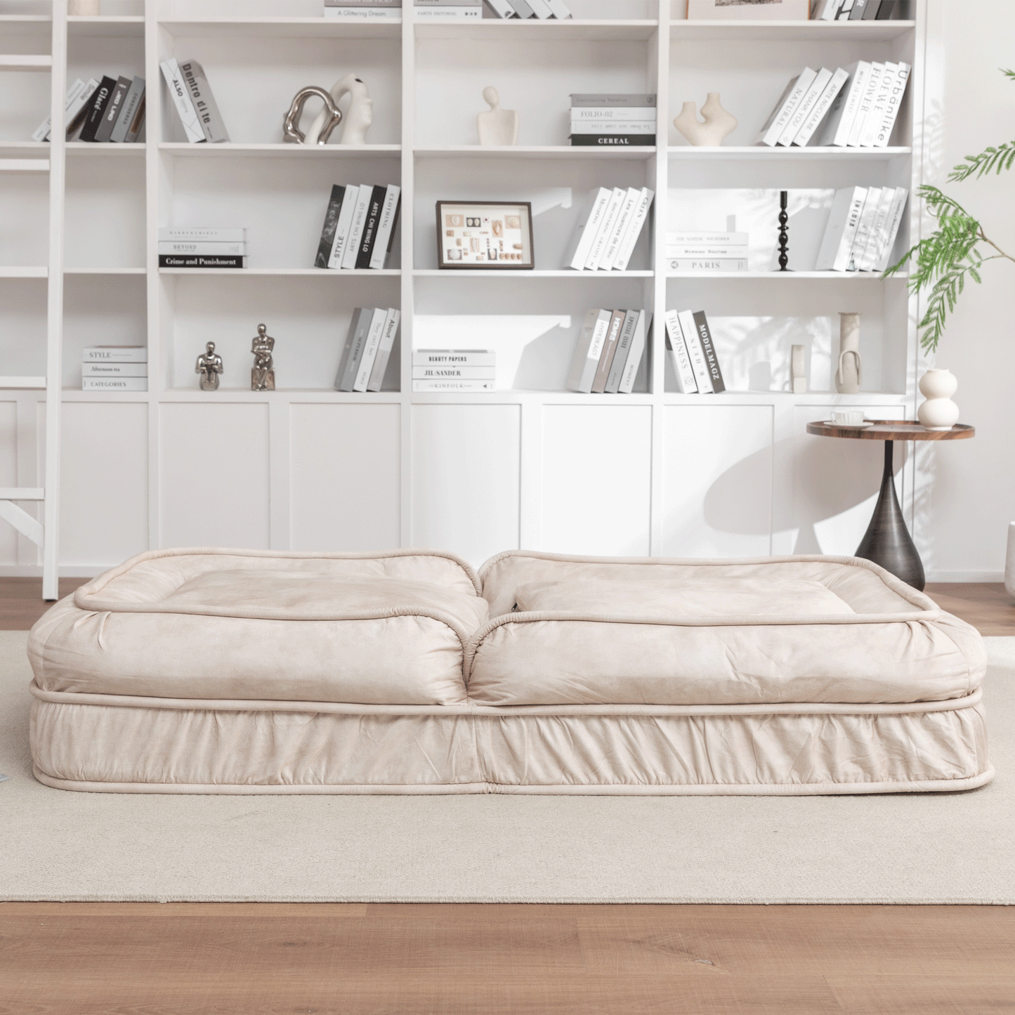 Multi-Position Pet Lounge Sofa with Massage Pillow - Beige