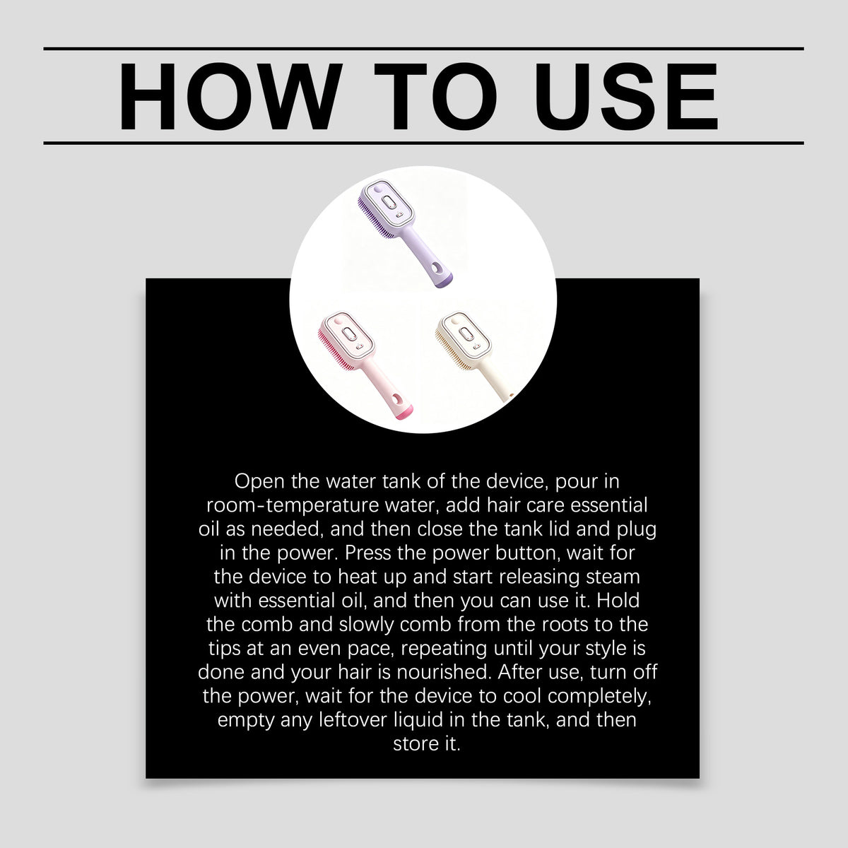 Electric Mist Massage Comb for Face Skin Care - Purple