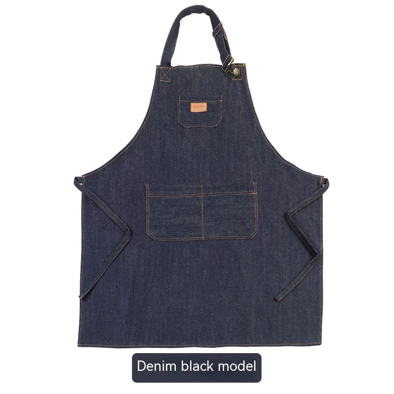 Adjustable Denim Apron for Restaurant and Cafe Kitchen Workwear