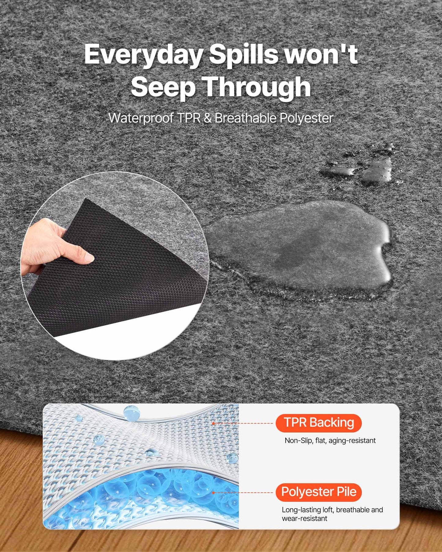 Non-Slip Rug Pad 10x14 ft Carpet Cushion for Hardwood Floors - Black
