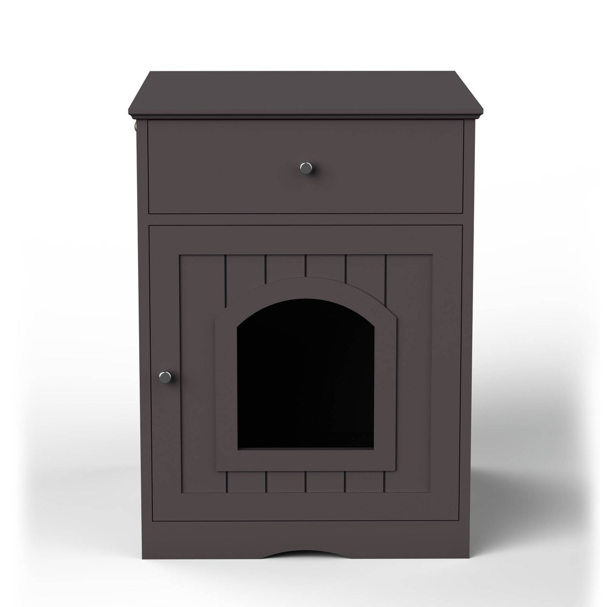 Wooden Cat House with Drawer Side Table Indoor Pet Enclosure