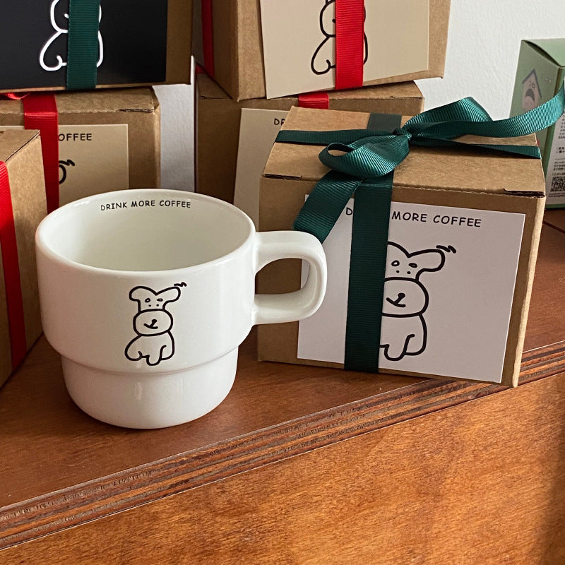 Cute Niche Cartoon Puppy Coffee Cup - 280ml Ceramic Drinkware for Kitchen