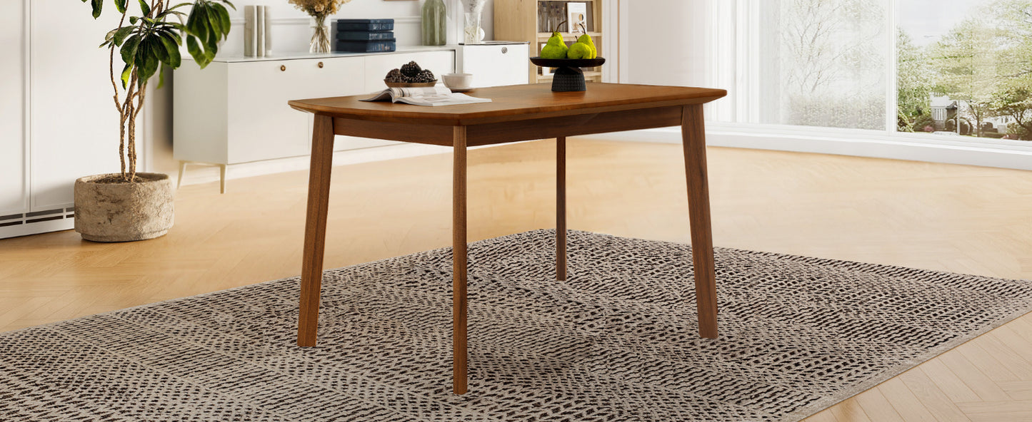 Farmhouse Dining Table Set for 4 with Upholstered Chairs - Brown & Beige