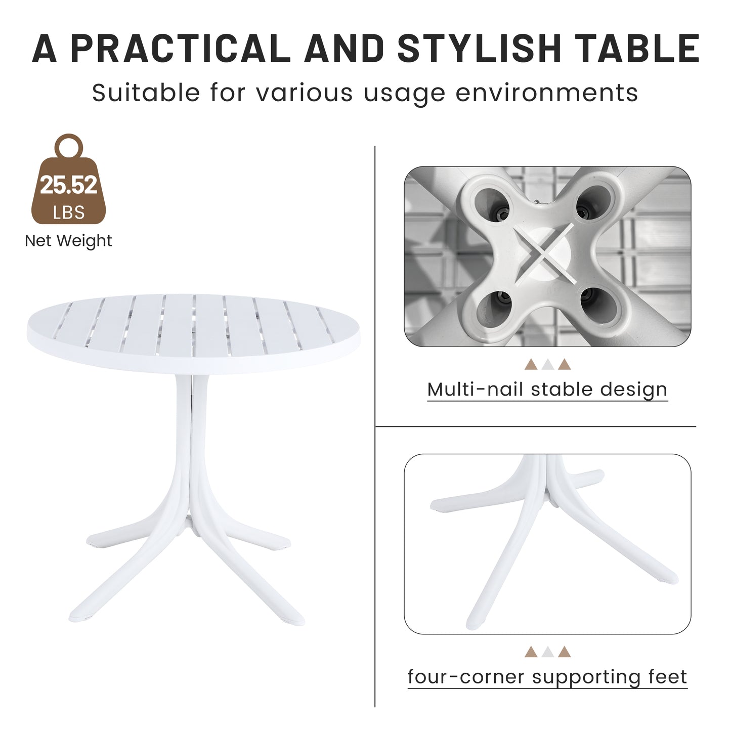 Modern Lounge Chairs with Round Table - Warm Grey & White