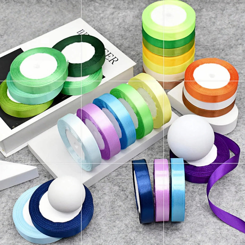 1.5cm Satin Ribbon Gift Box Packaging Ribbon - Yellow, 0.9m