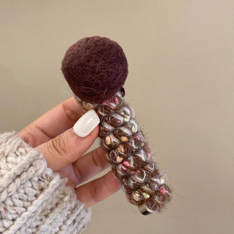 Pom-Pom Phone Cord Hair Tie - Elastic Korean Style