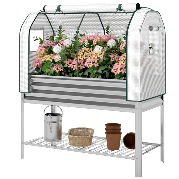 Raised Garden Bed with PE Greenhouse Cover - 47.2" x 21.7"