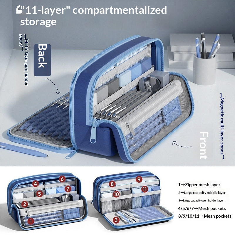 Large Capacity Magnetic Pencil Case Unisex Storage Bag Office & School Supply