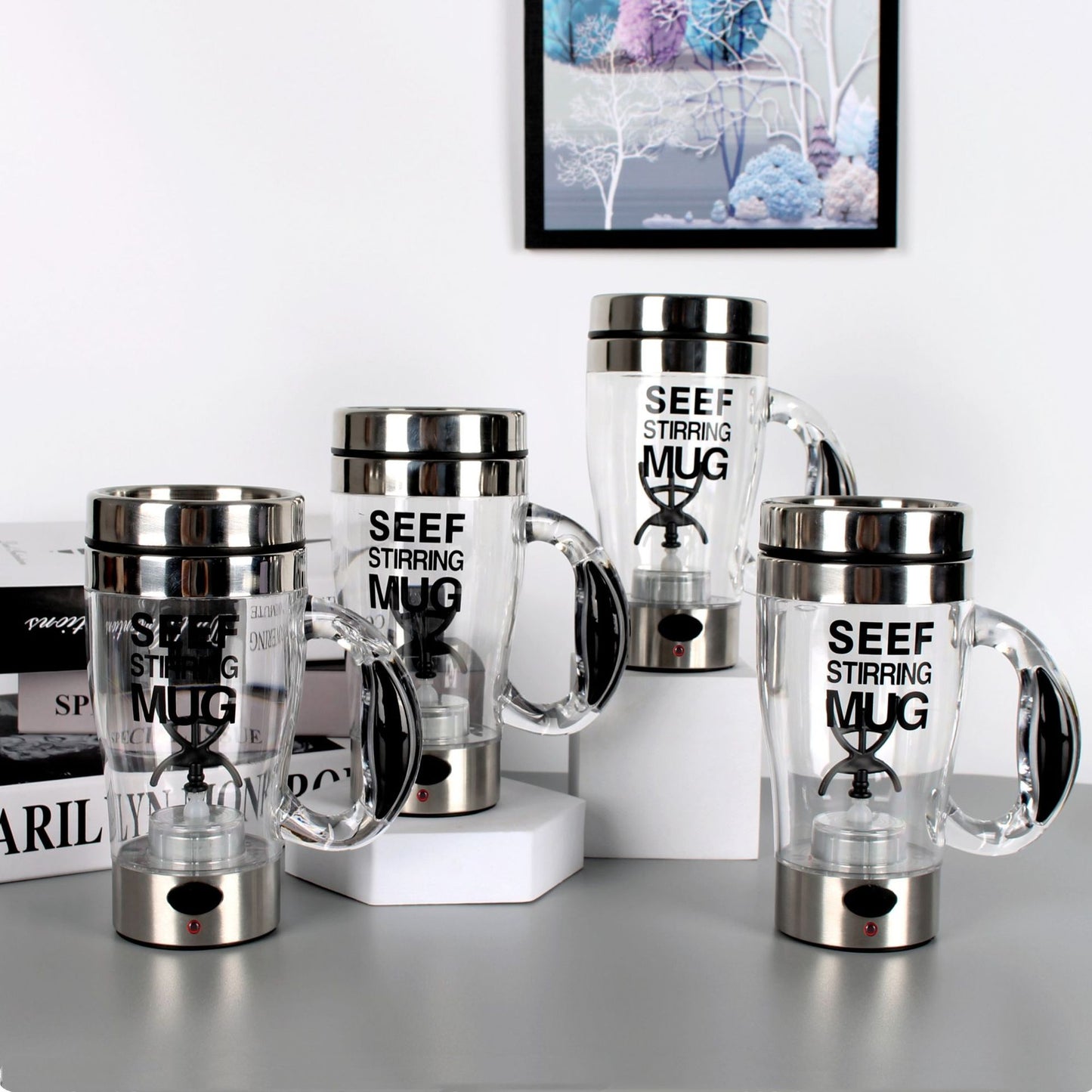 Automatic Mixing Cup 350ml Transparent Drinkware for Home & Kitchen