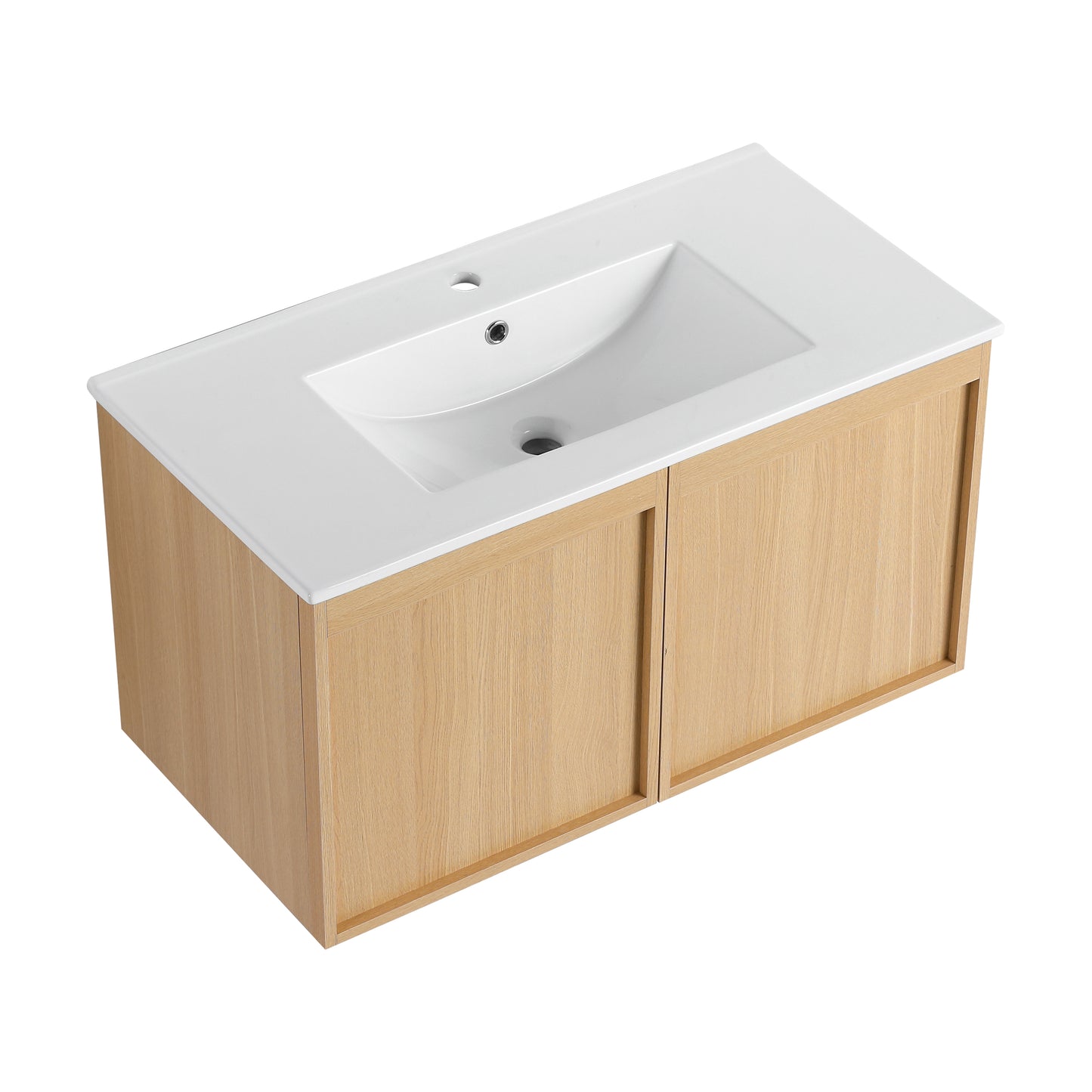 36" Wall-Mounted Bathroom Vanity with Sink - Light Oak