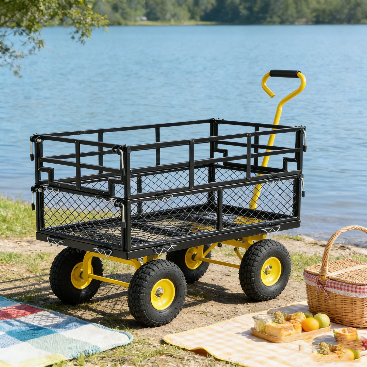 Wagon Cart Garden Trucks Make It Easier To Transport Firewood Yellow