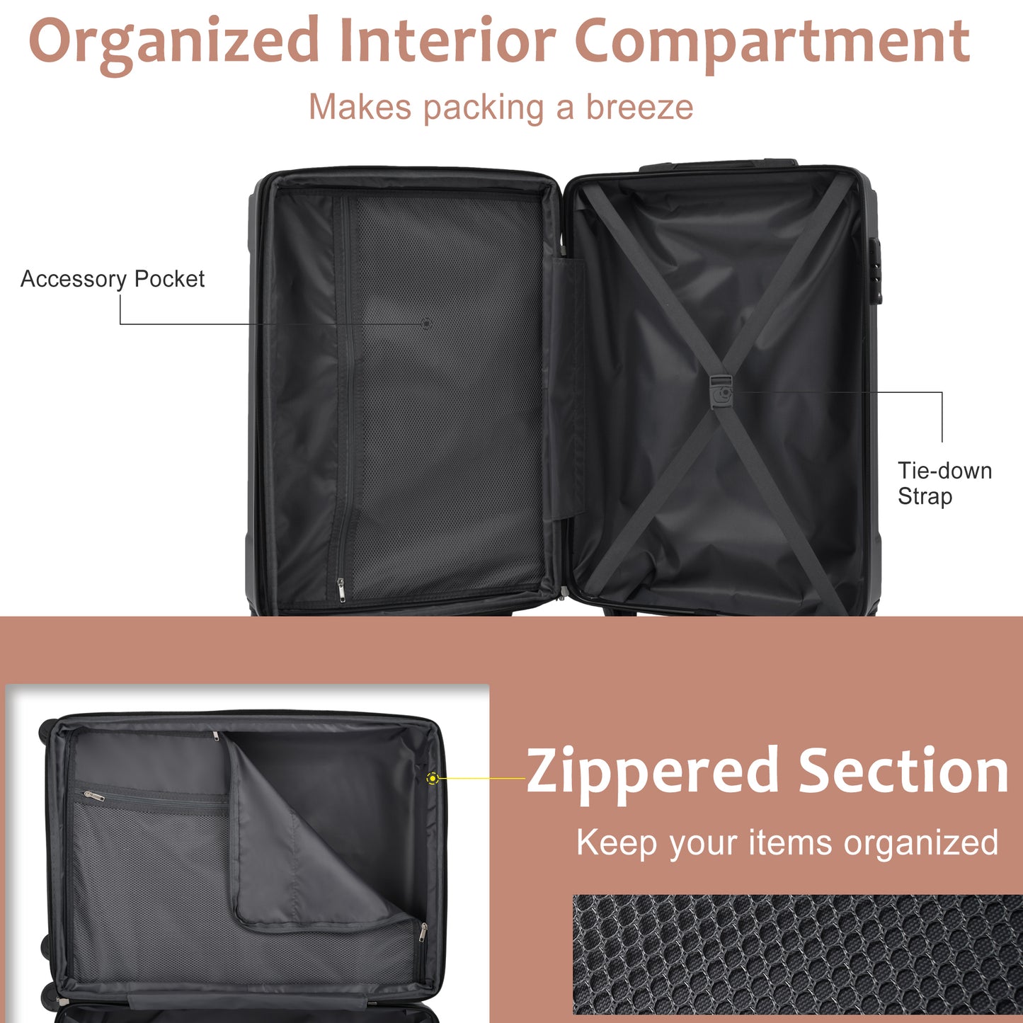 28-Inch Expandable Hardshell Luggage - Lightweight ABS Suitcase