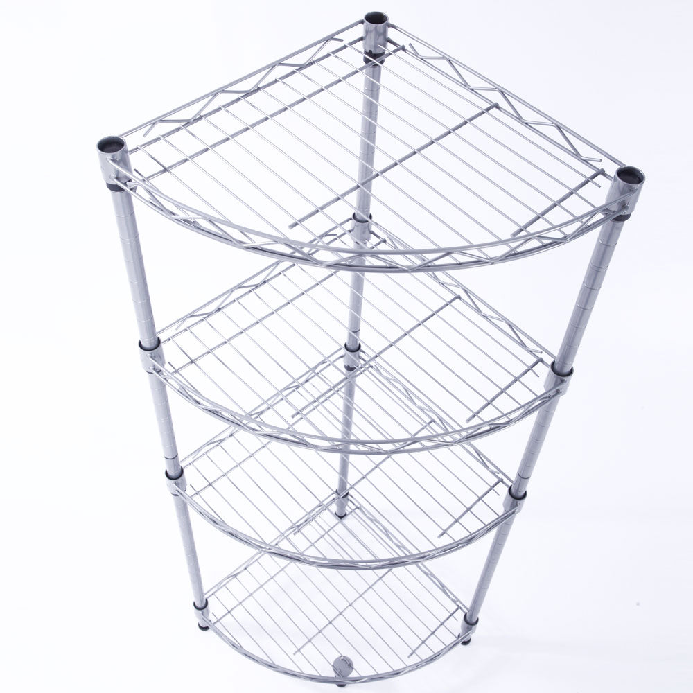 4-Tier Metal Wire Shelving Rack - Silver Storage Unit for Home