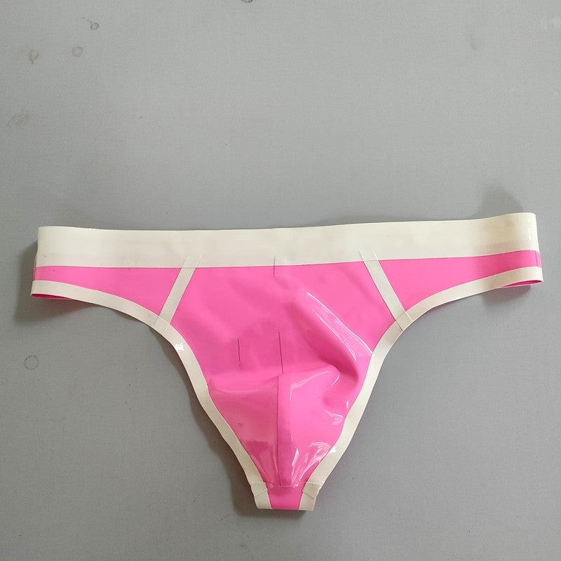 Men's Low Waist Latex Underwear - Breathable Antibacterial Boxer Thongs