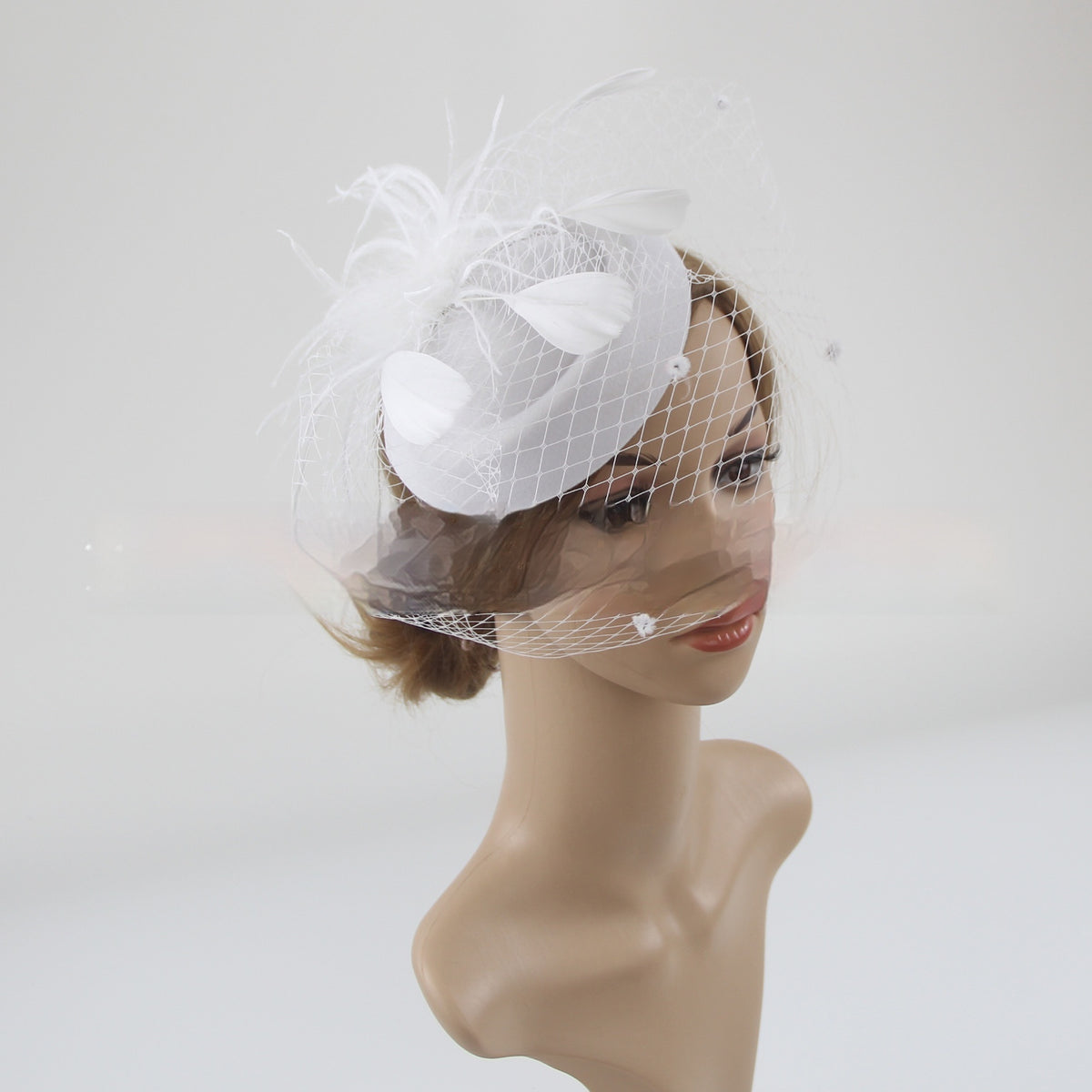 Vintage Bridal Veil Headdress with Flowers