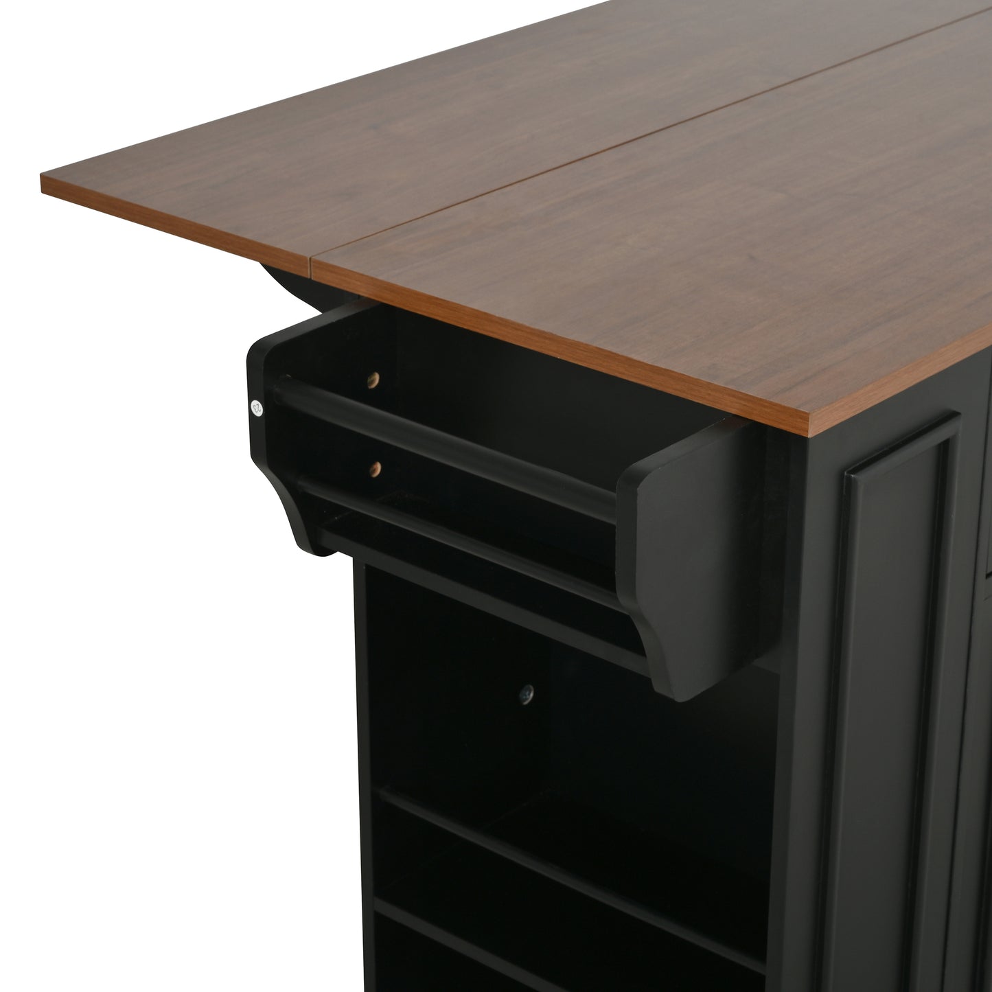 54" Mobile Kitchen Island with Glass Door Storage & Power Outlet