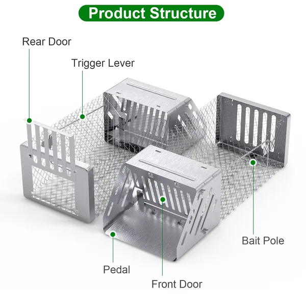 Automatic Continuous Mouse Trap with Single Door Humane Live Cage - Silver