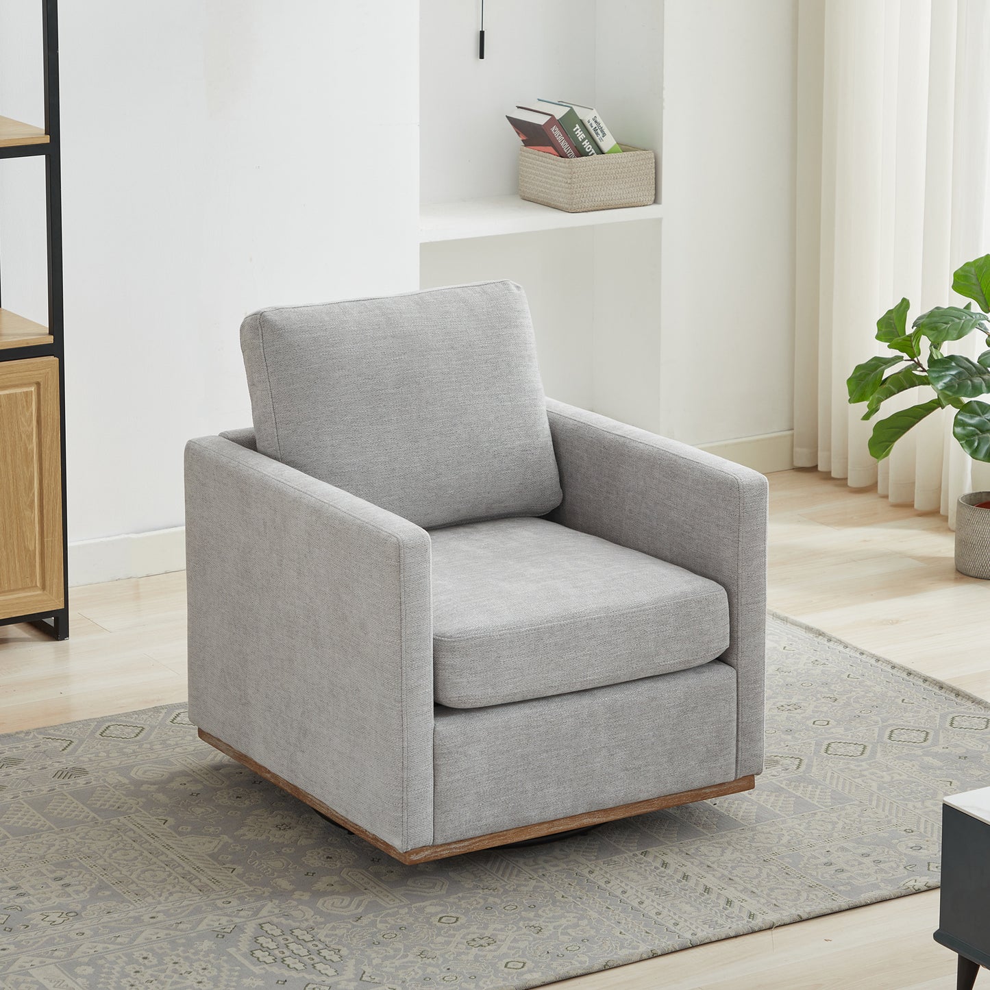 360° Swivel Accent Chair - Upholstered Light Gray Sofa Chair