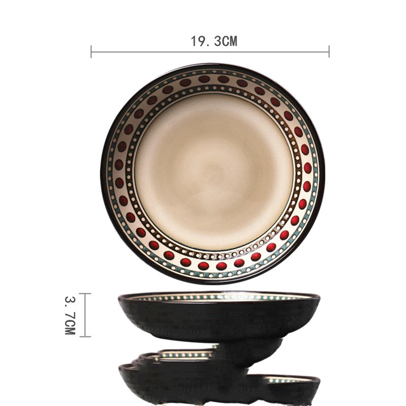 Ceramic Hand-Painted Western Style Breakfast Plate 8 Inch Microwave Safe