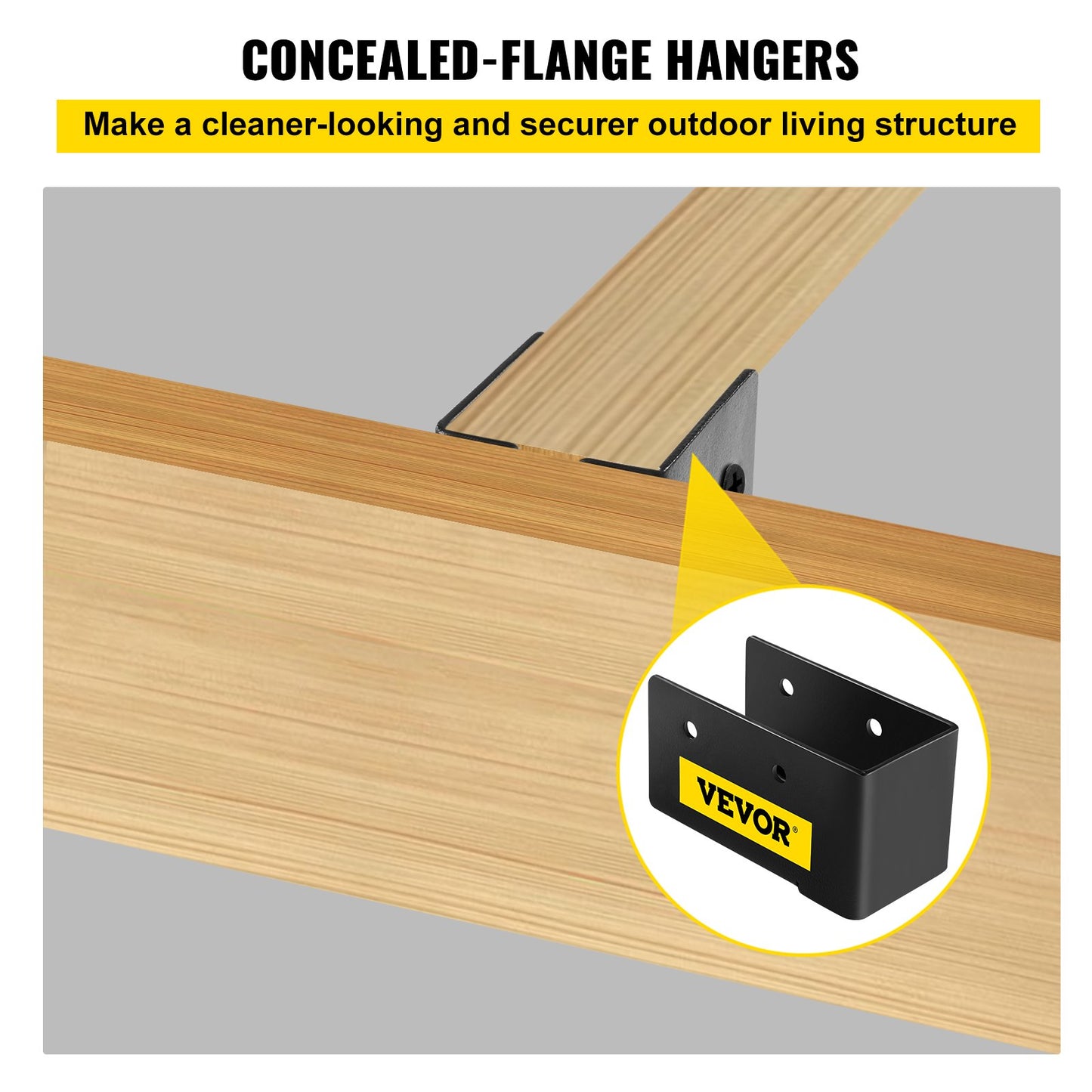 Outdoor Concealed Joist Hanger Set for 2x4 Lumber - Black, Pack of 24