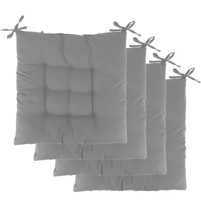4-Pack Soft Tie-On Chair Cushion Pads for Comfort