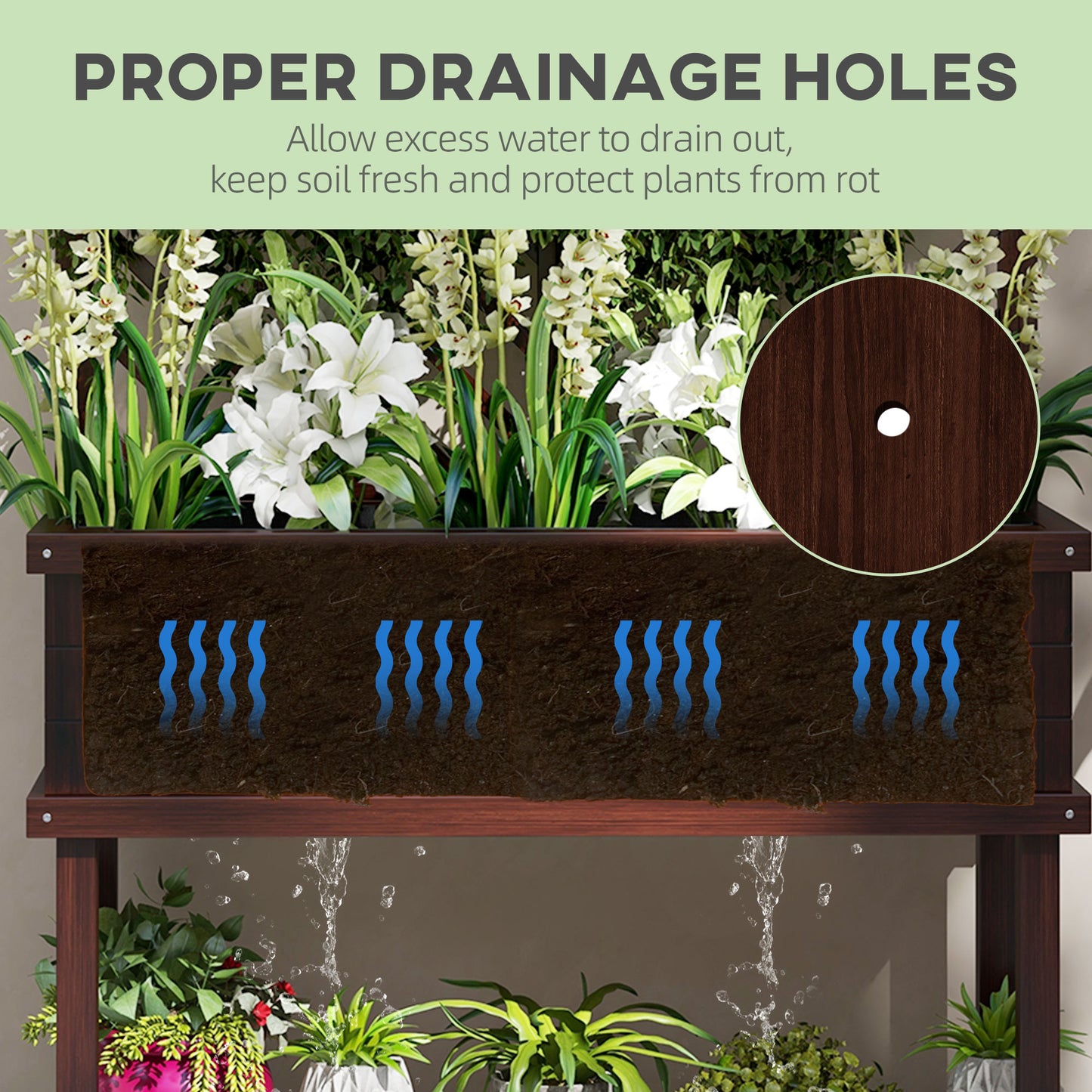 Wood Planter with Trellis for Climbing Plants - Raised Garden Bed, Carbonized, 1140x420x230mm