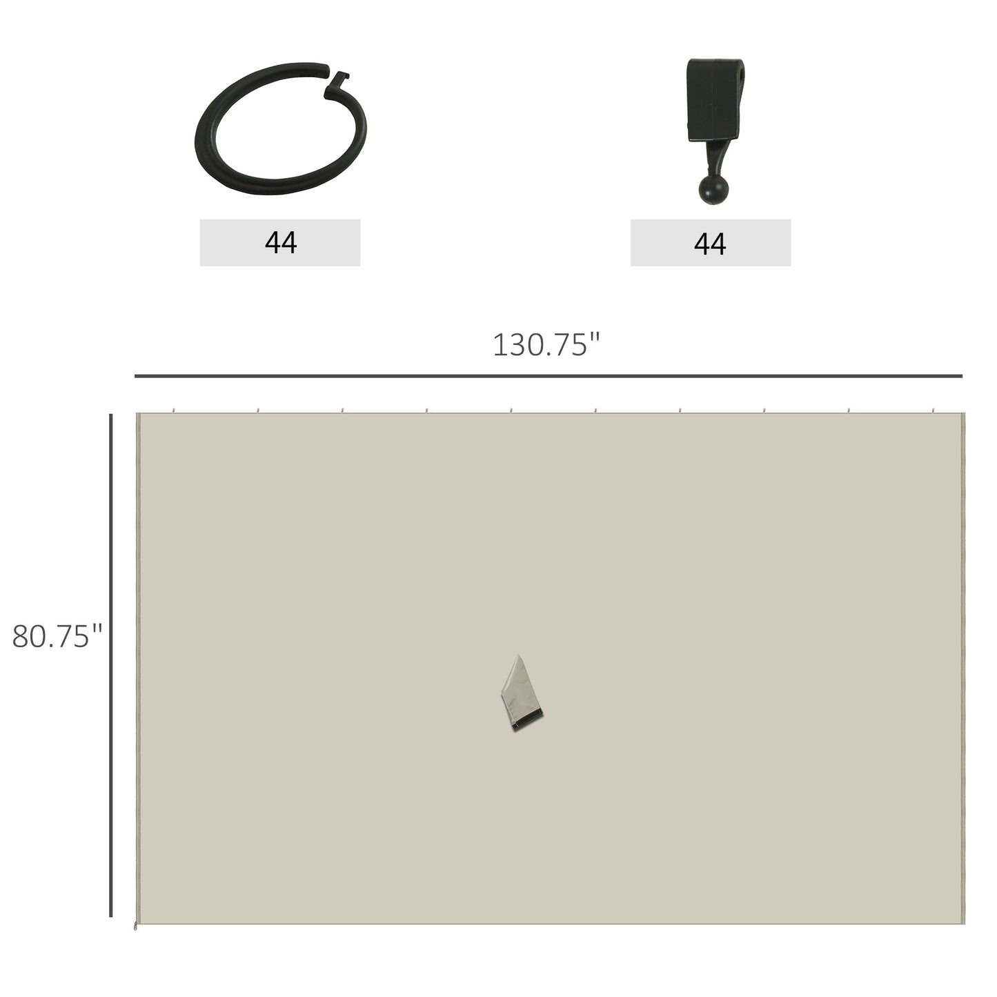 Gazebo Sidewall Set with Hooks & C-Rings - Beige, 9.84' x 11.8'