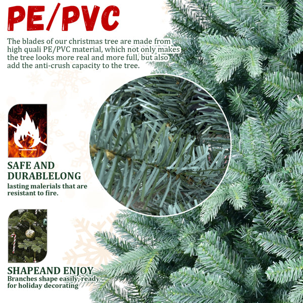 8ft Blue Green Tinted Artificial Christmas Tree - Easy Assembly